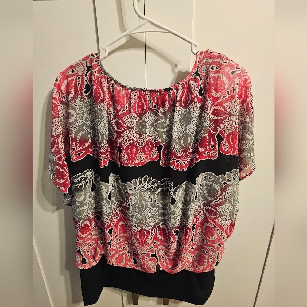 Style & Co. Black and Pink Paisley Blouse 2x - Picture 3 of 3
